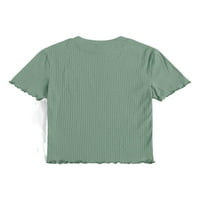 Ženske menta zelene obične Ležerne majice kratkih rukava s ovratnikom Plus size