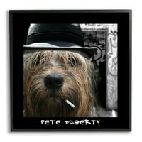 Stupell Industries Pete Dogerty Šaljivi glazbeni šešir Cigaret psa fotografija crna uokvirena umjetnička print zidna umjetnost, dizajn