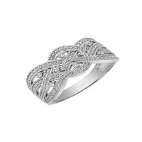 Zadržite dijamantski utkani prsten za višestruku obljetnicu u srebrnom srebrnom