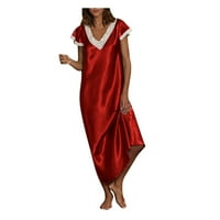 Ženska pamučna spavaćica Bez rukava Ženska dnevna odjeća s kratkim rukavima i dekolteom u obliku slova u, pidžama, duga haljina,