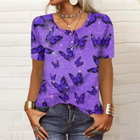 Majice kratkih rukava za žene, majice s grafičkim printom leptira, bluze, Ležerne osnovne majice plus veličine, puloveri