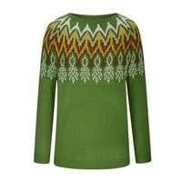 džemperi za žene, modni džemperi s okruglim vratom, široki ženski džemperi s printom u boji, pulover s dugim rukavima, majice džempera