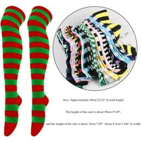Par božićnih visokih dugih čarapa za žene, čarape do koljena, čarape za božićne zabave, čarape do koljena, duge prugaste čarape,