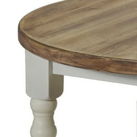Okrugli drveni stol s kolutima za farmu prepelica-Bijela