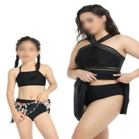 Identični kupaći kostimi za obitelj, dvodijelni Bikini Set, Plus veličina, kupaći kostim za roditelje i djecu visokog struka, Cvjetni