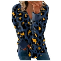 Ženske casual jesenske majice s dugim rukavima u boji dukserica s okruglim vratom s patentnim zatvaračem pulover