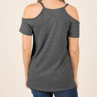 Ženske majice u obliku kroja u obliku kroja, ljetni jednobojni gornji dio kratkih rukava s ramena, Casual majica Na vezanje, rasprodaja