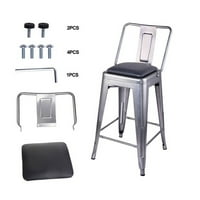 Metalne stolice A-liste sa srednjom visinom naslona i veganskim kožnim sjedalom, Sliver set od 2