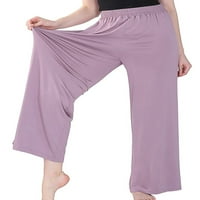 Ženske hlače širokog kroja s elastičnim strukom, jednobojne široke hlače, jednobojne široke hlače za plažu