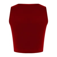 Seksi casual ženske jednobojne majice bez rukava, ošišani prsluk, bluze, košulje, vrhovi u crvenoj boji.