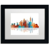 Zaštitni znak likovna umjetnost New York New York Skyline 2 Canvas Art by Marlene Watson White Matte, crni okvir