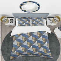 DesignArt 'retro luksuzni valovi u zlatnom i plavom v' Moderni pokrivač u sredini stoljeća
