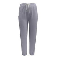 Prozirne teretne hlače, Ženske Ležerne hlače, jednobojne hlače s rastezljivim bočnim džepom na vezicu, svijetlosive hlače ae