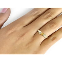 Citrin prsten nakit s rođenim kamenom – 0. Karatni citrin 14-karatni pozlaćeni srebrni prsten s bijelim dijamantnim naglaskom - prstenovi