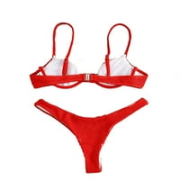 Ženski seksi jednobojni Crveni Bikini setovi s naramenicama za špagete, Sjedinjene Američke Države
