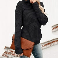 ; / Trendi Ženska ležerna dolčevita s okruglim vratom jednobojni pulover s dugim rukavima džemper