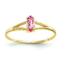 Primalno zlato karatno žuto zlato polirano geniune ružičasti turmalin rodni prsten