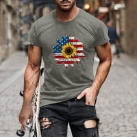 Majica za Dan neovisnosti za muškarce, Muška Casual majica s okruglim vratom 3-inčni digitalni tisak, fitness pulover, sportske kratke
