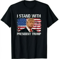 Predsjednik Trump stoji s američkom zastavom Trump muška majica