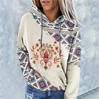 Ženska majica sa zapadnjačkim etničkim printom vintage Casual majica s aztečkim printom pulover s dugim rukavima HDTV HDTV HDTV za