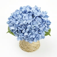 Bolji domovi i vrtovi 7.8in Umjetno plavo hortenzije cvjetovi u tkanoj rattan vazi