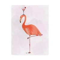 Zaštitni znak likovna umjetnost 'Flamingo i koktel 3' platno umjetnost od Fab Funky