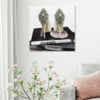 Wynwood Studio Fashion and Glam Wall Art Canvas Otisci za cipele Moje trofeje - crna, siva