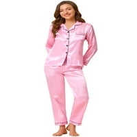 Jedinstvene ponude ženskog satenskog dnevnog boravka gumb Sily Silky pidžama setovi za spavanje