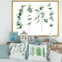 DesignArt 'zeleni eukaliptus biljne grane I' tradicionalno uokvireno platno zidne umjetničke tisak