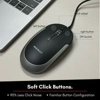 Tihi žičani miš-tanak i kompaktan miš-miš za stolna računala-dizajniran s optičkim senzorom i prekidačem-jednostavan i praktičan