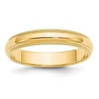 Najfiniji prsten od žutog zlata od 10 karata s fino zrnatim polukružnim rubom, veličina 5