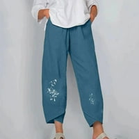 Ženske ravne hlače s visokim strukom, ljetne modne hlače za vježbanje za dame, Ležerne široke hlače od pamuka i lana, Duge hlače