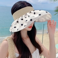 Ženski ljetni šešir s printom u točkicama, prozračan, otporan na sunce, prazan gornji dio, sklopiv, anti-UV premaz, širokog oboda,