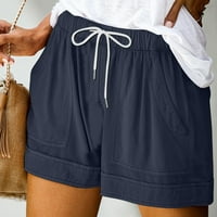 Bermudske sportske kratke hlače za žene, lanene kratke hlače Plus veličine, sportske kratke hlače s elastičnim strukom do koljena,