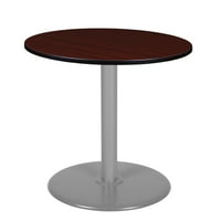 Okrugli stol s postoljem za tanjure u visini od 30 inča-crveno drvo u sivoj boji