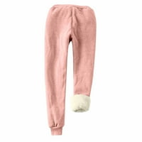Ženske zimske tople hlače za trčanje od flisa s printom za aktivno trčanje ružičaste veličine