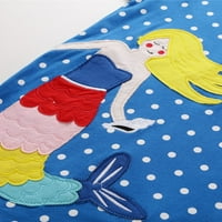 Minidress za djevojčice s kratkim rukavima, pinafore na točkice s malom sirenom, plava, 6 do 7 godina