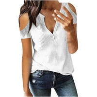 Tunike bluze košulje za žene Rasprodaja modne ženske majice kratkih rukava s ramena, obična bluza, ljetne modne seksi košulje s izrezom
