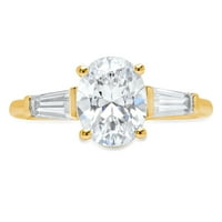 2. pravi dijamant ovalnog reza od 18K žutog zlata od 18K žutog zlata s tri kamena obećava Izjavu o vjenčanju dizajnerski zaručnički