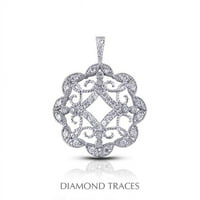 Prirodni dijamanti ukupne težine 1 karat, 14-karatni premaz od bijelog zlata i okvir u obliku kruga s modernim privjeskom.