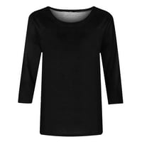 ; / Osnovni vrhovi za žene, poslovne jednobojne majice s okruglim vratom s ležernim rukavima, modne udobne bluze, majice, tunike