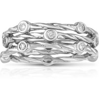 Carat T.W. Bijeli dijamantni srebro Tri bendove modni prsten