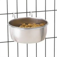 Zdjela za pse u sanduku, uklonjiva viseća zdjela za hranu i vodu za kućne ljubimce od nehrđajućeg čelika, šalica za kavez, Srebro