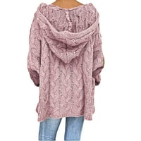 Zimski kaputi za žene, ženske modne široke Plus veličine, jednobojni džemper s kapuljačom s dugim rukavima, vrhovi, ružičasta + 10