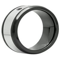 Muški crno-bijeli prsten od nehrđajućeg čelika s crnim dijamantom