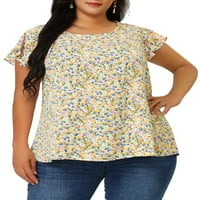 Jedinstveni prijedlozi Ženska bluza Plus size, osnovni gornji dio s cvjetnim volanima na rukavima