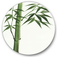Dizajnerska umjetnost detalj tamnozelenog bambusa na bijeloj pozadini Tradicionalna kružna metalna zidna umjetnost - disk od 36