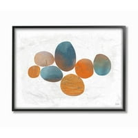 Apstraktni oblici plavo-narančastog kamena plavo-narančasti ovalni dizajn uokviren dizajn zidne umjetnosti Melissa Averino, 16 20