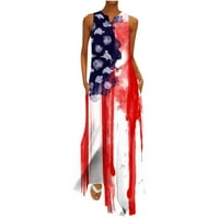Rasprodaja Dana neovisnosti 4. srpnja, Ženska Moda, ljetna zabava bez rukava s izrezom i printom, ženski prsluk s džepovima, duga