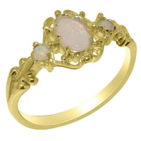 Ženski prsten od prirodnog opala od žutog zlata 18K britanske proizvodnje - opcije veličine-veličina 9,25